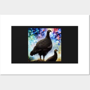 Black Grouse Family Watercolor Posters and Art